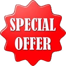 A red starburst-shaped promotional badge with the words 'SPECIAL OFFER' in bold white letters on a black background.