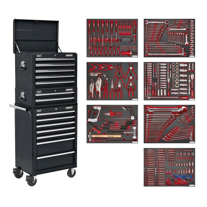 Tool Chest Combination 14 Drawer - Black with 446pc Tool Kit