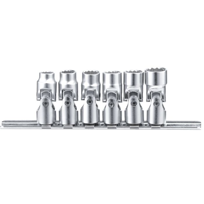 6 Piece 1/4" Dr SAE AF Universal Swivel Socket Set (12-Point) Genius Tools - US-206S
