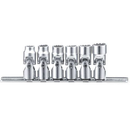 6 Piece 1/4" Dr SAE AF Universal Swivel Socket Set (12-Point) Genius Tools - US-206S