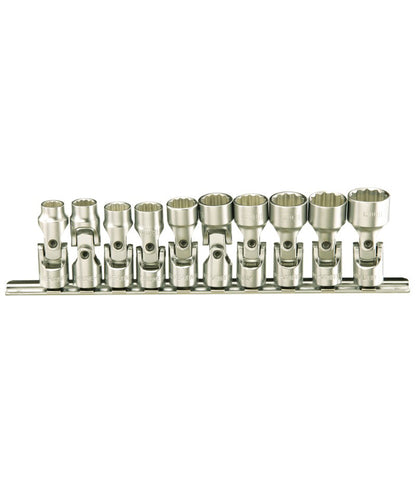 Genius Tools 10pc 3/8"SD Metric Universal Flexi Hand Socket Set (12-Point) 10-19mm