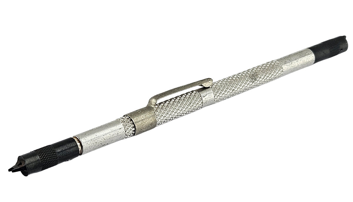 Ullman USA double ended aluminium mechanical screw starter with pocket clip, 155mm long, unbranded clearance stock