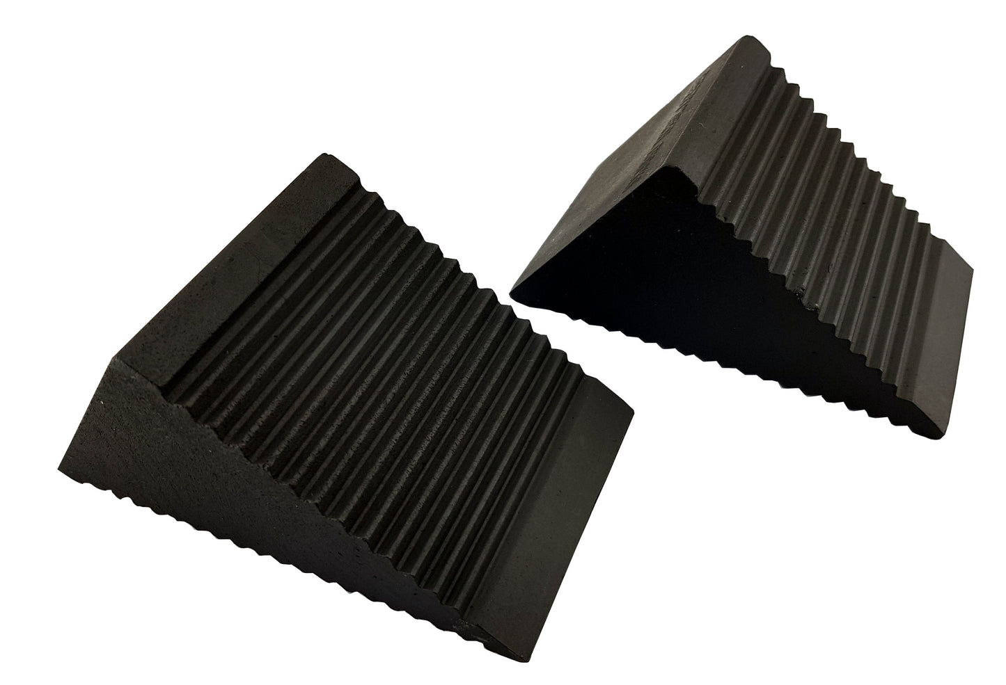 rubber wheel chocks pair 0.6KG for use with cars, caravans and trailers
