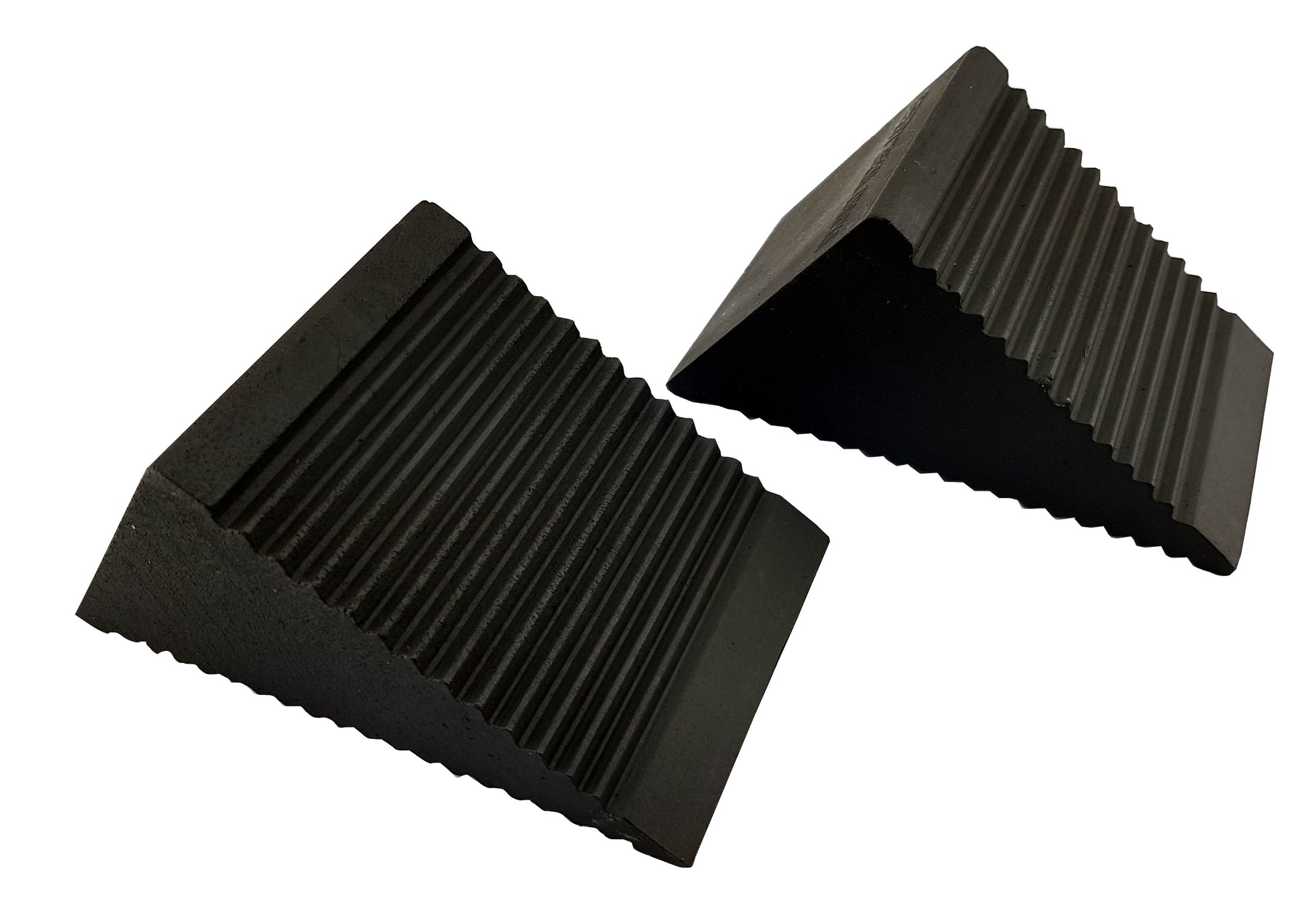 rubber wheel chocks pair 0.6KG for use with cars, caravans and trailers
