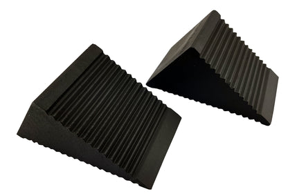 rubber wheel chocks pair 0.6KG for use with cars, caravans and trailers
