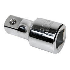 A high polished chrome extension bar with a male threaded end, approximately 75mm long, labeled with 'BRITOOL' and 'MADE IN ENGLAND'.