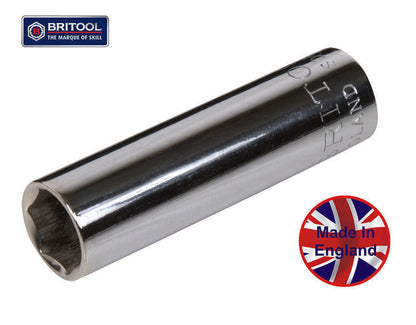 Britool England 1/4" drive metric deep hexagon socket chrome