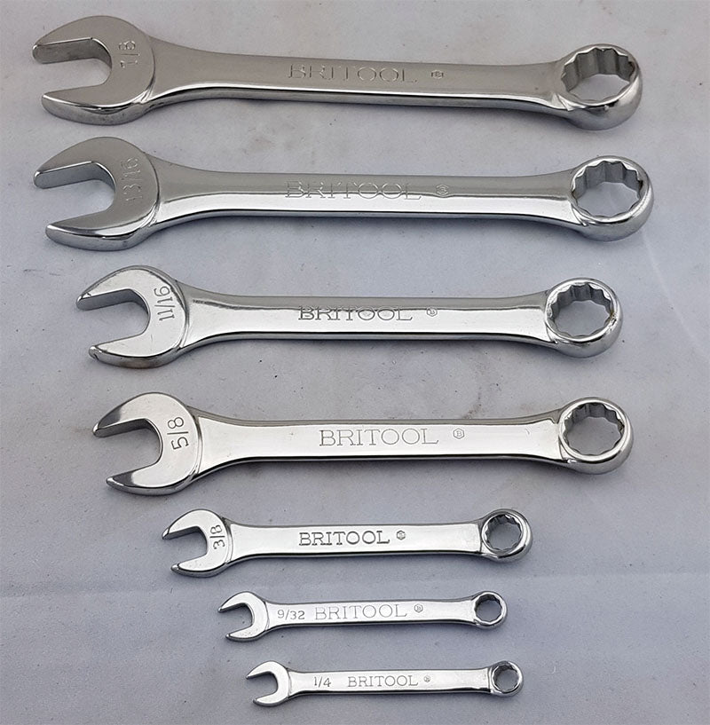 Britool England Short AF Combination Spanner Set With Bi-Hexagon (12 Point) Ring