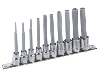 Genius Tools BS-310HML 10pc 3/8"SD Metric Long Hex Bit Socket Set 3-10mm