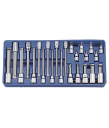 24pc 3/8" & 1/2" Dr Slotted & Phillips Bit Socket Set Genius Tools