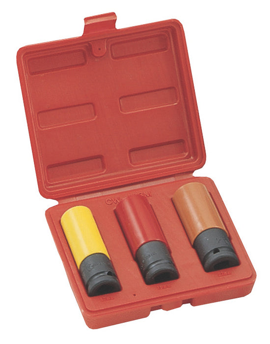 Alloy Wheel Impact Socket Set 1/2" Sq Dr 17, 19, 21mm From Genius Tools Cw-403M