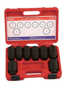 Genius Tools Di-408M 8 Piece 1/2" Bi-Hex Impact Hub Nut Socket Set