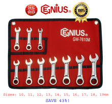 **Sale** 10pc Stubby Ratchet Wrench / Spanner Set By Genius Tools Usa