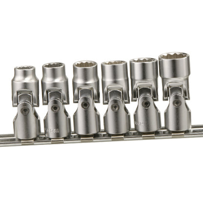 6 Piece 1/4" Dr SAE AF Universal Swivel Socket Set (12-Point) Genius Tools