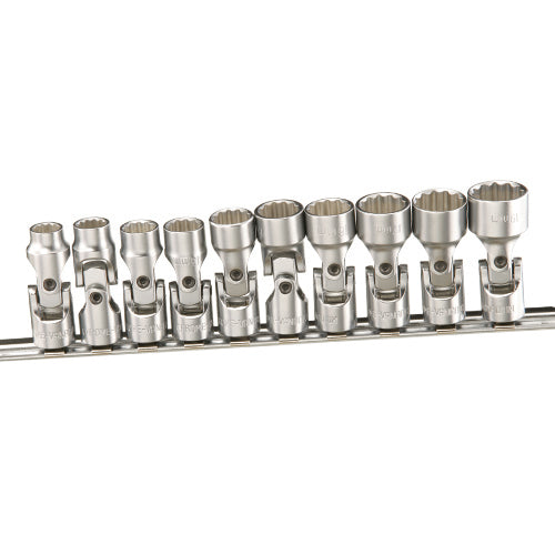 Genius Tools 10pc 3/8" Drive Metric Universal Flexi Hand Socket Set (12-Point)