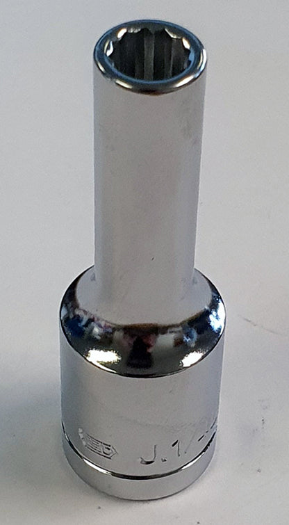 Facom J.1/4LA  1/4" AF Deep Socket 3/8" Drive 12 Point Bi-Hex Chrome