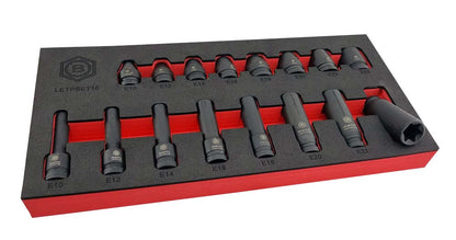 Britool Hallmark 1/2"D E-Torx Impact Socket Set - Standard & Deep Sizes E10-E24