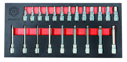 Britool Hallmark 3/8" Hex Bit Socket Set 3–14mm, Standard Hex & Long Ball-End
