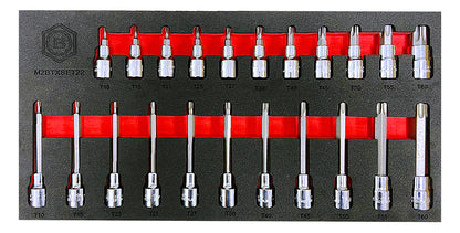 Britool Hallmark 22pc Short & Long Torx / Star Bit Socket Set 3/8" Drive