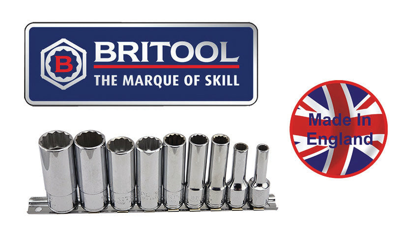 Britool England 3/8" Sd AF Deep 12 Point Socket Set