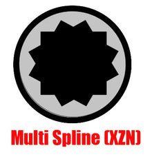 Multi spline gear symbol with 'Multi Spline (XZN)' text on a white background