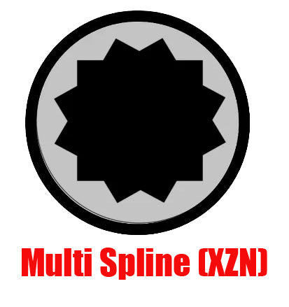 Multi spline gear symbol with 'Multi Spline (XZN)' text on a white background