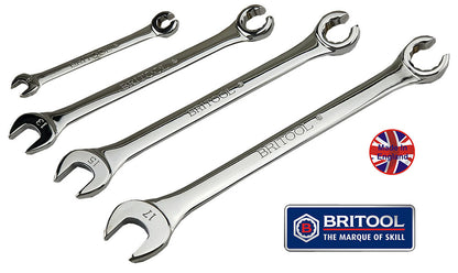 Britool England 4pc Open Jaw / Flare Nut Spanner / Wrench Set - OREFMSET4