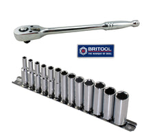 1/4" Long Handle Ratchet + Free Deep Socket Set Britool Hallmark