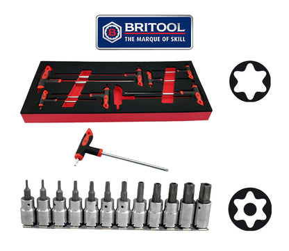 8 Piece T-Handle Torx Key Set + Tamperproof Security Bit Set Britool Hallmark