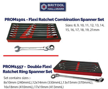 Britool Hallmark Flexi Ratchet Spanner Set  + Double Flexi Ratchet Ring Wrench Set