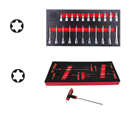 Britool Hallmark 22pc Short & Long Torx / Star Bit Socket Set 3/8" Drive