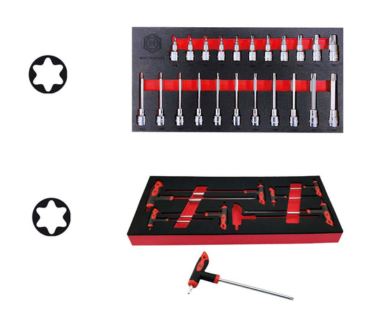 Britool Hallmark 22pc Short & Long Torx / Star Bit Socket Set 3/8" Drive
