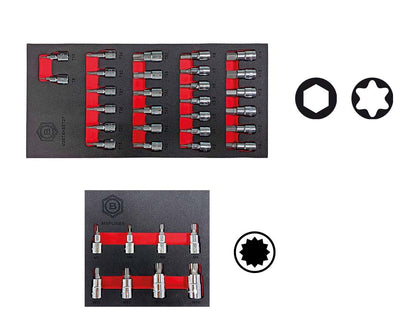 Britool Hallmark 3/8"ťTorx & Hex Key Bit Socket Set + Spline XZN Bit Socket Set