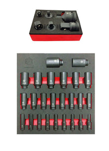 Britool Hallmark 1/2" Deep Impact Socket Set (6 Point) + Impact Adapter Set