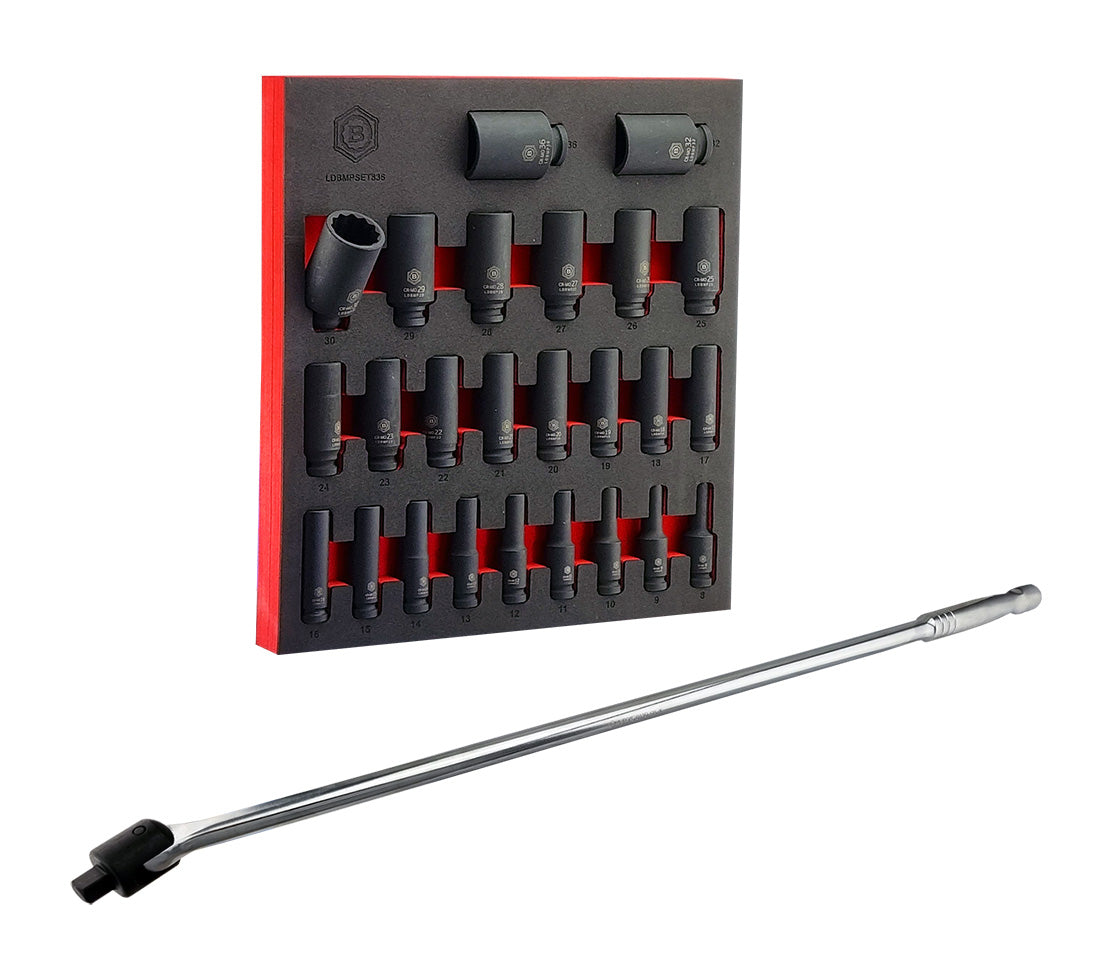 Britool Hallmark 25pc 1/2" Drive Deep Impact Socket Set  + Free Breaker Bar