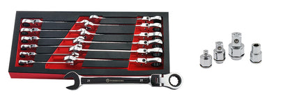 Britool Hallmark 13pc Ratchet Spanner Set 8-21mm + Free Adaptor Set