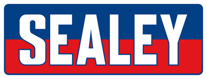 Sealey logo with white text on a blue and red background