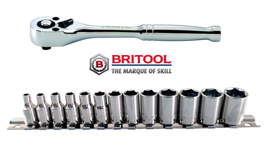 1/4" Drive  Pear Head Ratchet + Socket Set Britool Hallmark